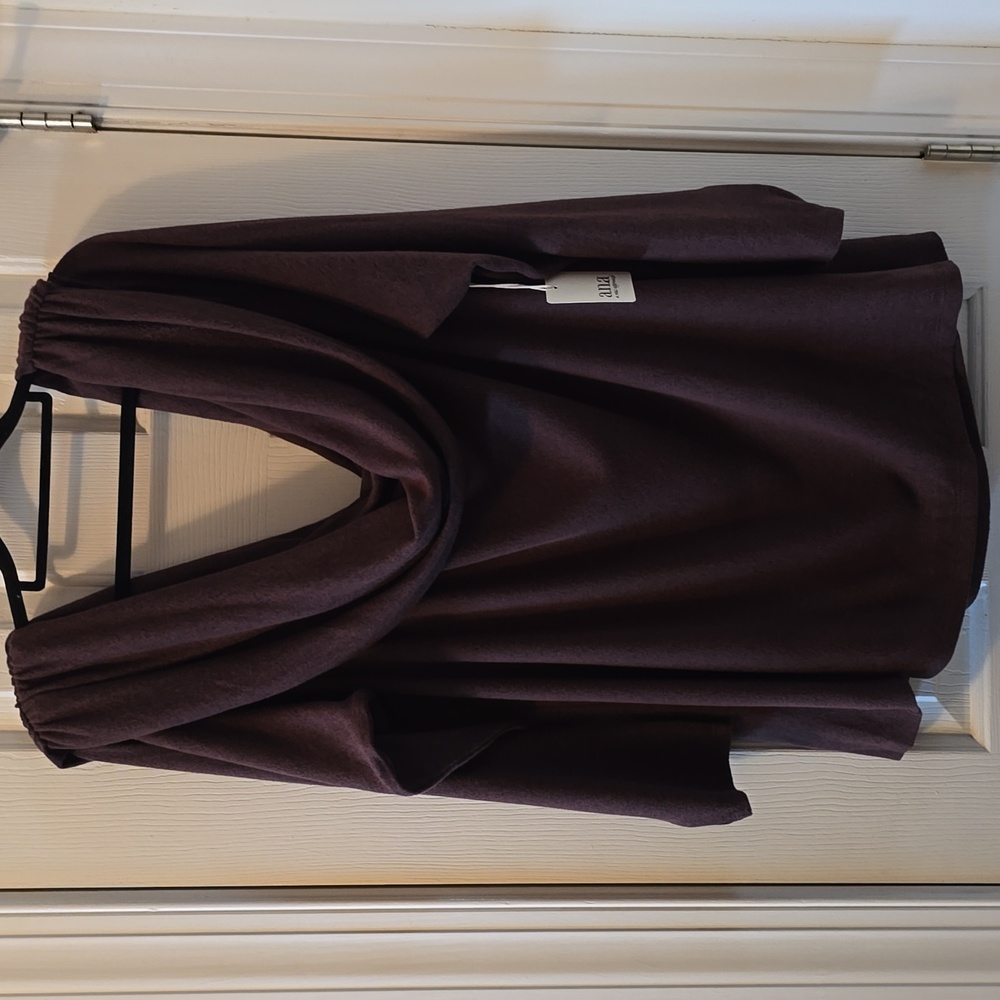 A.N.A BRAND WOMENS PLUS SIZE BROWN LONG SLEEVES DRAPED NECK PULLOVER TOP SIZE 3X